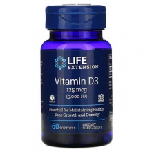 Витамины Life Extension Витамин D3 5000 МЕ 60 вегетарианских капсул