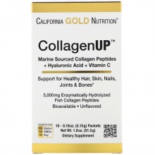Коллаген California Gold Nutrition Collagen UP 5000 Marine-Sourced Collagen Peptides + Hyaluronic A 10 пакетиков
