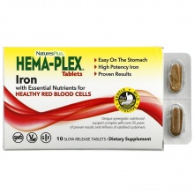 Витамины Natures Plus Hema-Plex Iron 10 таблеток