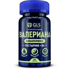 Витамины GLS Pharmaceuticals Валериана комплекс с пустырником и B6 30 капсул